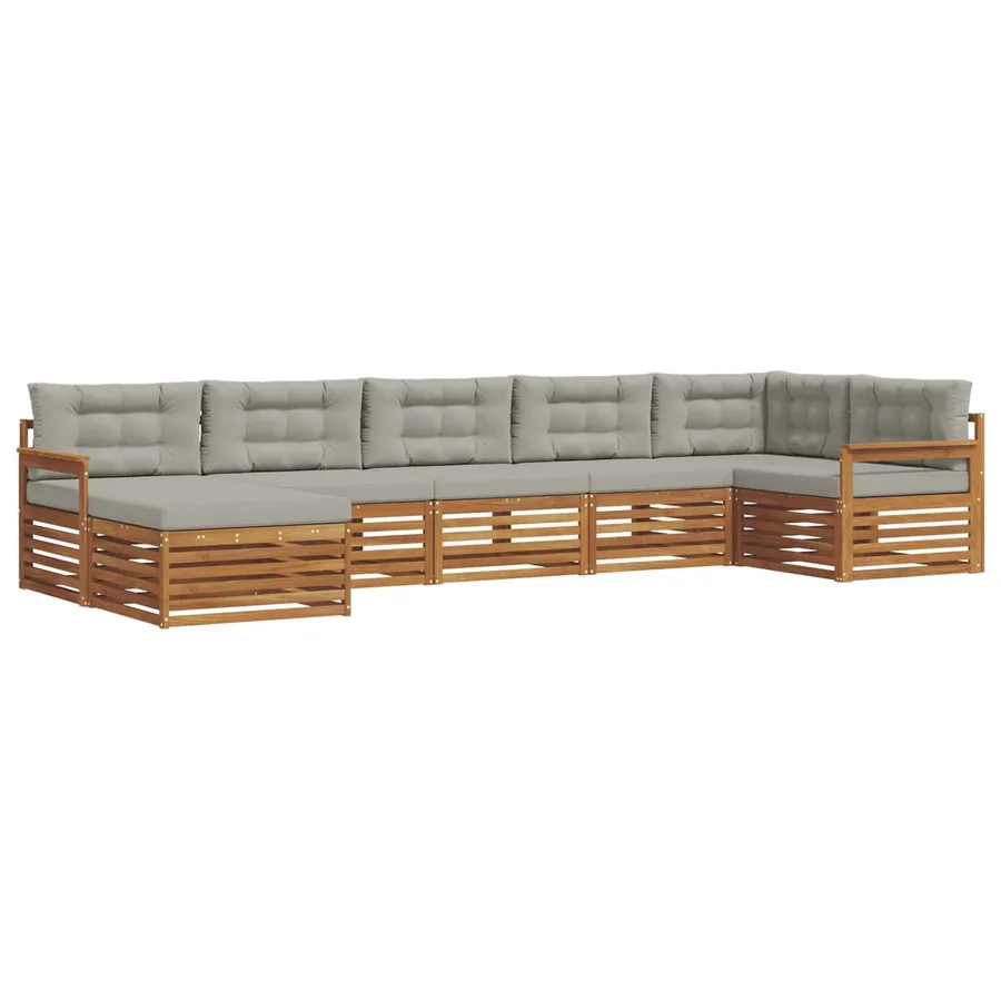 Ensemble de canapés d'extérieur 7 pcs Gris Naturel et Clair - 2
