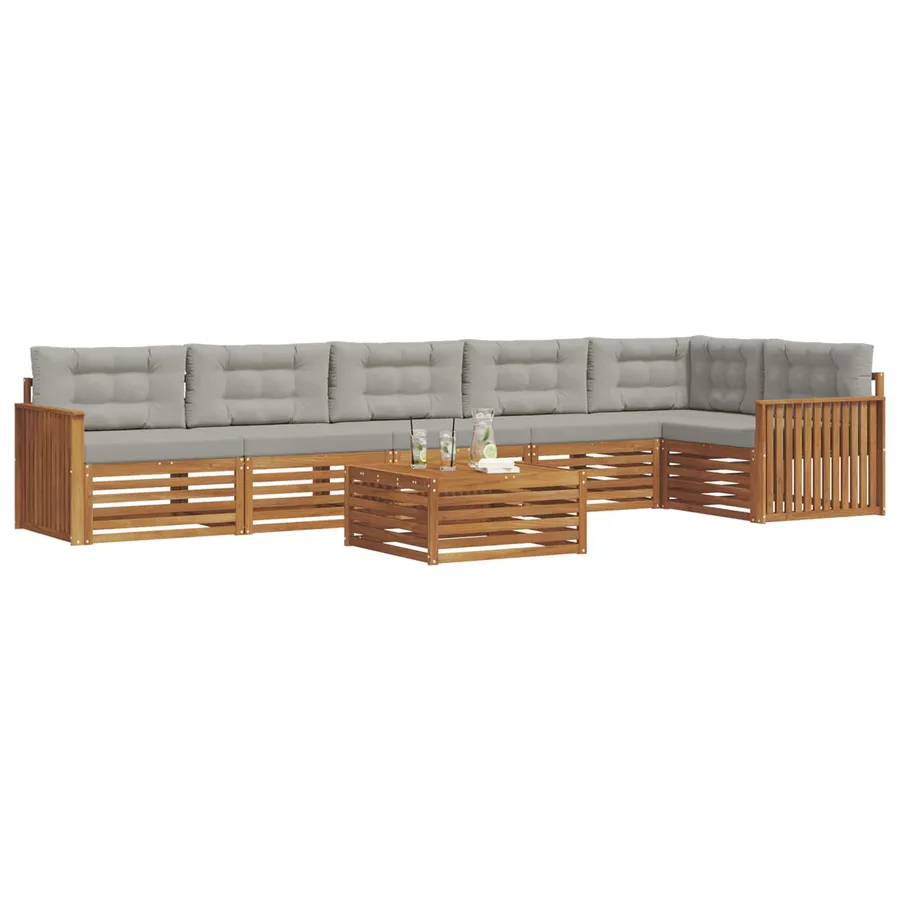 Ensemble de canapés d'extérieur 7 pcs Gris Naturel et Clair - 3