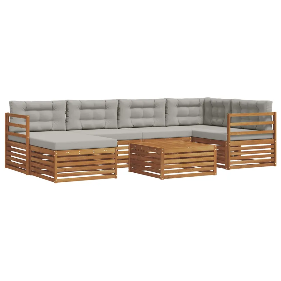 Ensemble de canapés d'extérieur 7 pcs Gris Naturel et Clair - 2