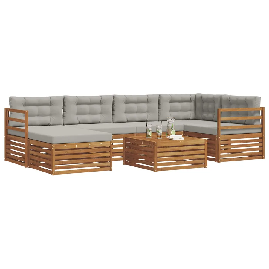 Ensemble de canapés d'extérieur 7 pcs Gris Naturel et Clair - 3