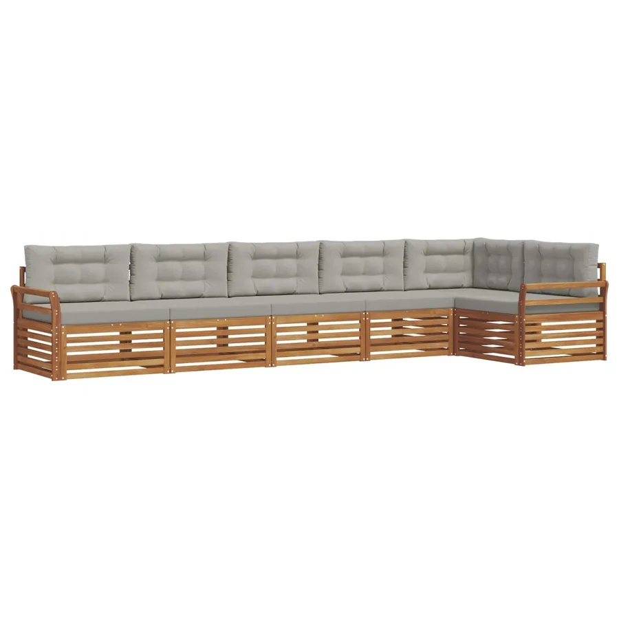 Ensemble de canapés d'extérieur 6 pcs Gris Naturel et Clair - 2