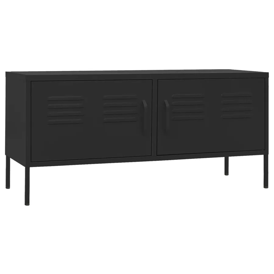 Meuble TV Noir 105x35x50 cm Acier - 2