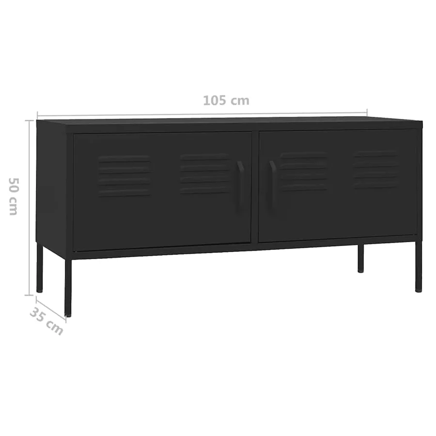Meuble TV Noir 105x35x50 cm Acier - 9