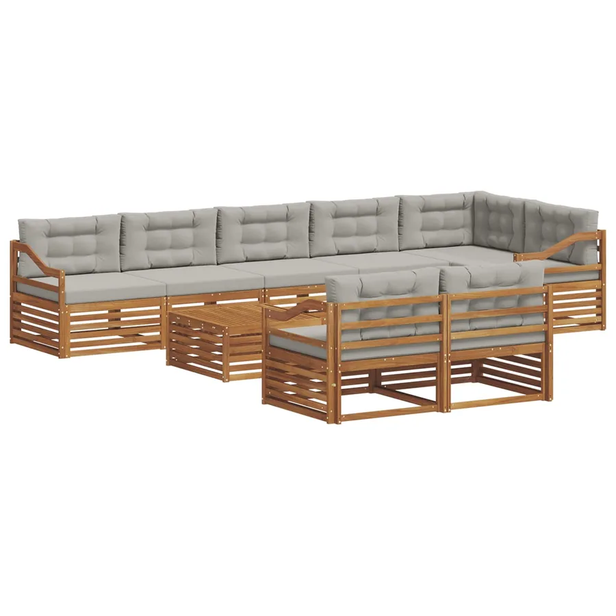 Ensemble de canapés d'extérieur 9 pcs Gris Naturel et Clair - 2