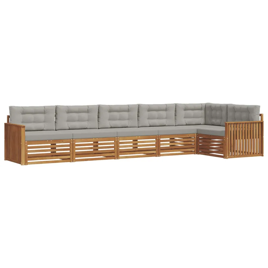 Ensemble de canapés d'extérieur 6 pcs Gris Naturel et Clair - 2