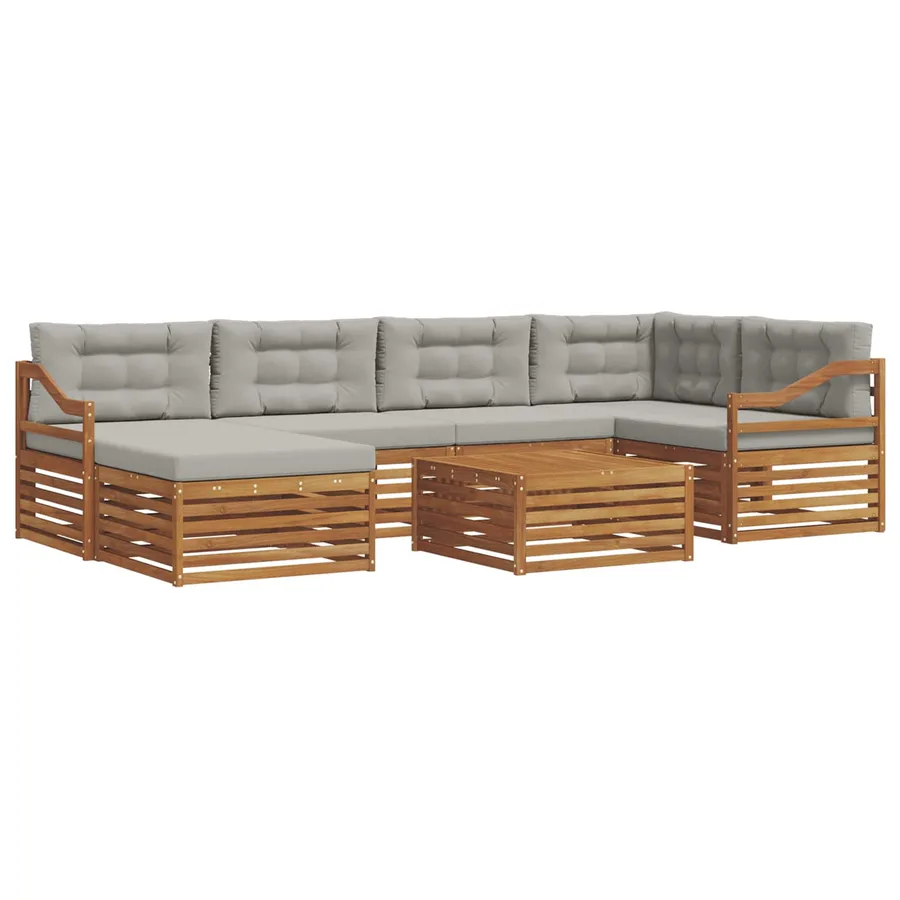 Ensemble de canapés d'extérieur 7 pcs Gris Naturel et Clair - 2