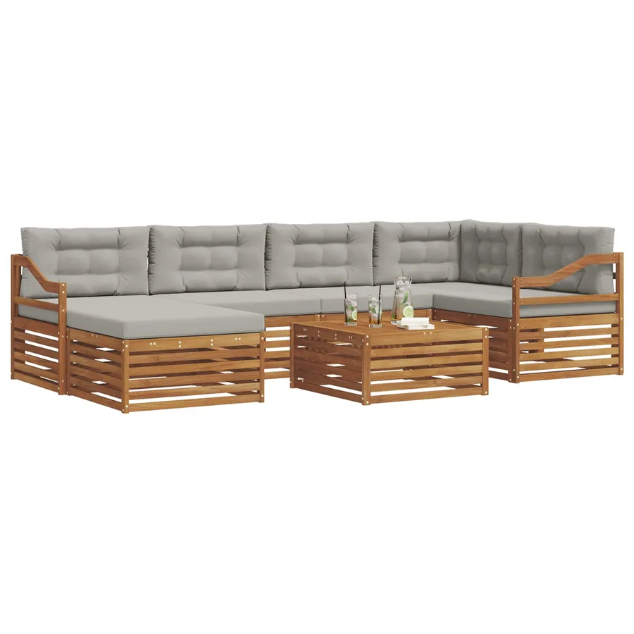 Ensemble de canapés d'extérieur 7 pcs Gris Naturel et Clair - 3