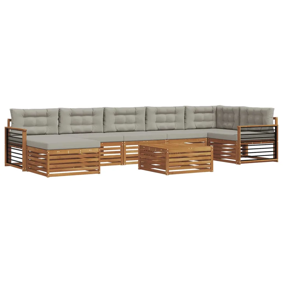Ensemble de canapés d'extérieur 8 pcs Gris Naturel et Clair - 2