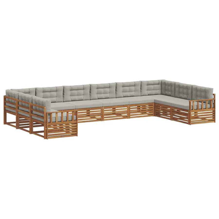 Ensembles de canapés avec coussin 4 pcs Gris Naturel et Clair - 2
