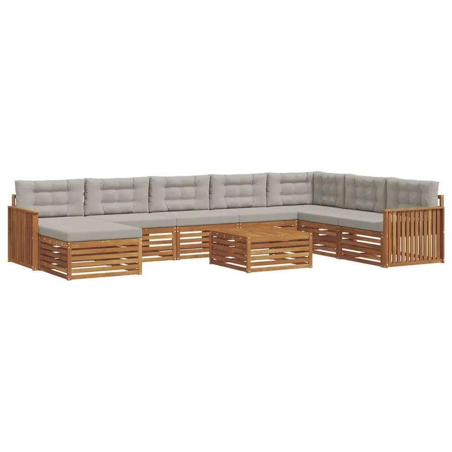 Ensemble de canapés d'extérieur 9 pcs Gris Naturel et Clair - 2