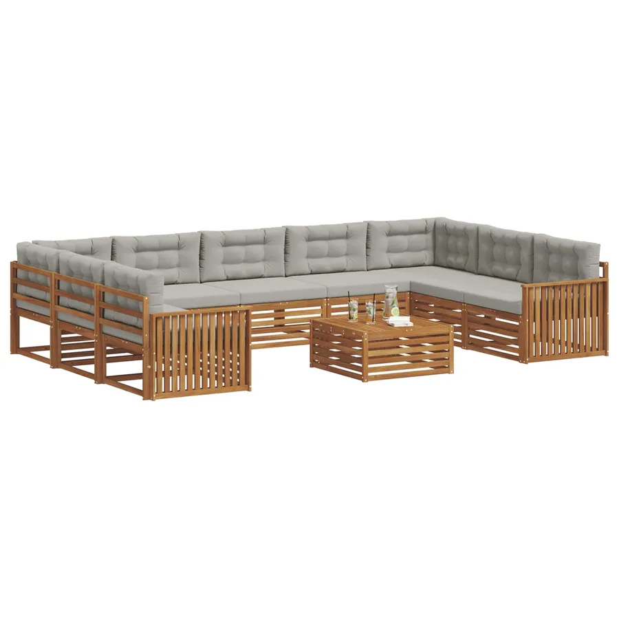 Ensemble de canapés d'extérieur 10 pcs Gris Naturel et Clair - 3