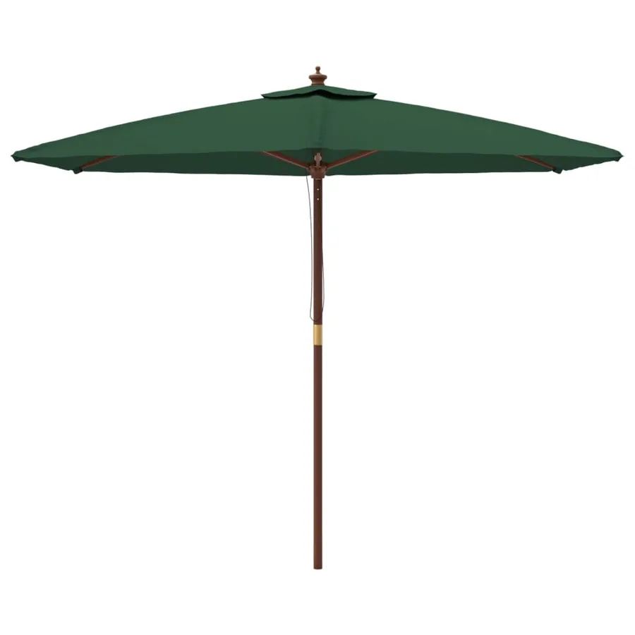 Parasol de jardin avec mât en bois vert 299x240 cm - 3