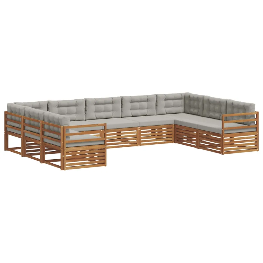 Ensemble de canapés d'extérieur 9 pcs Gris Naturel et Clair - 2