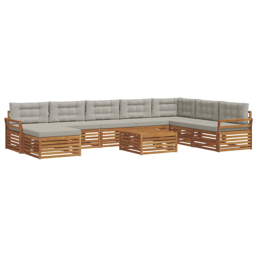 Ensemble de canapés d'extérieur 9 pcs Gris Naturel et Clair - 2