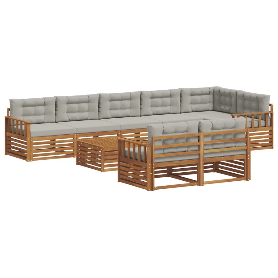 Ensemble de canapés d'extérieur 9 pcs Gris Naturel et Clair - 2