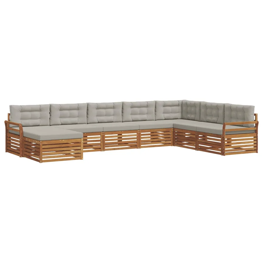 Ensemble de canapés d'extérieur 8 pcs Gris Naturel et Clair - 2