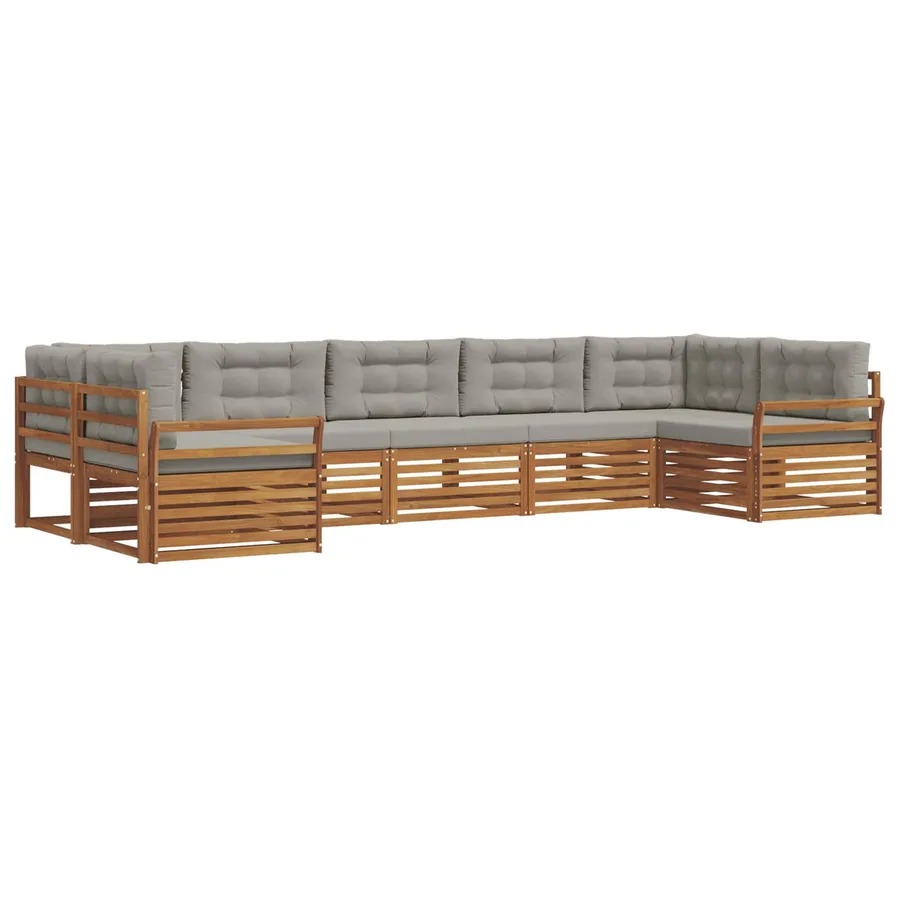 Ensemble de canapés d'extérieur 7 pcs Gris Naturel et Clair - 2