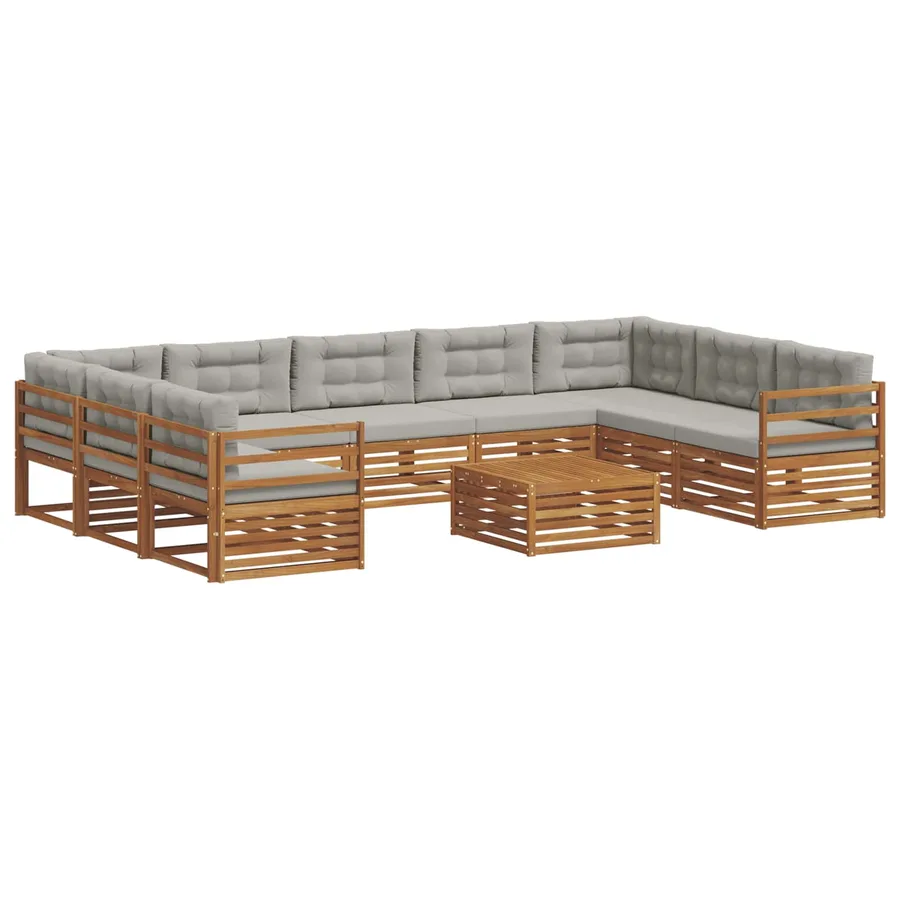 Ensemble de canapés d'extérieur 10 pcs Gris Naturel et Clair - 2