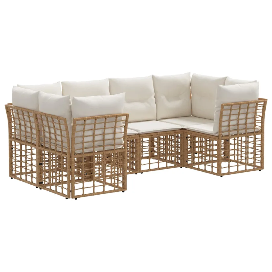 Ensemble de canapés d'extérieur 6 pcs Naturel Polyester - 2