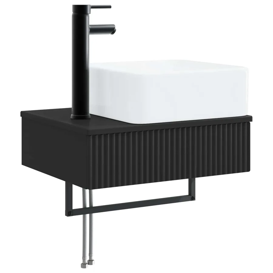 Basin de lavage mural Noir 50 x 41 x 39 cm Bois d'ingénierie - 2