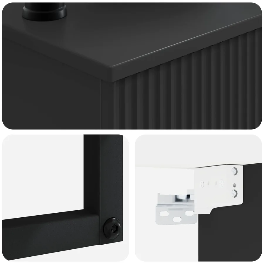 Basin de lavage mural Noir 50 x 41 x 39 cm Bois d'ingénierie - 6