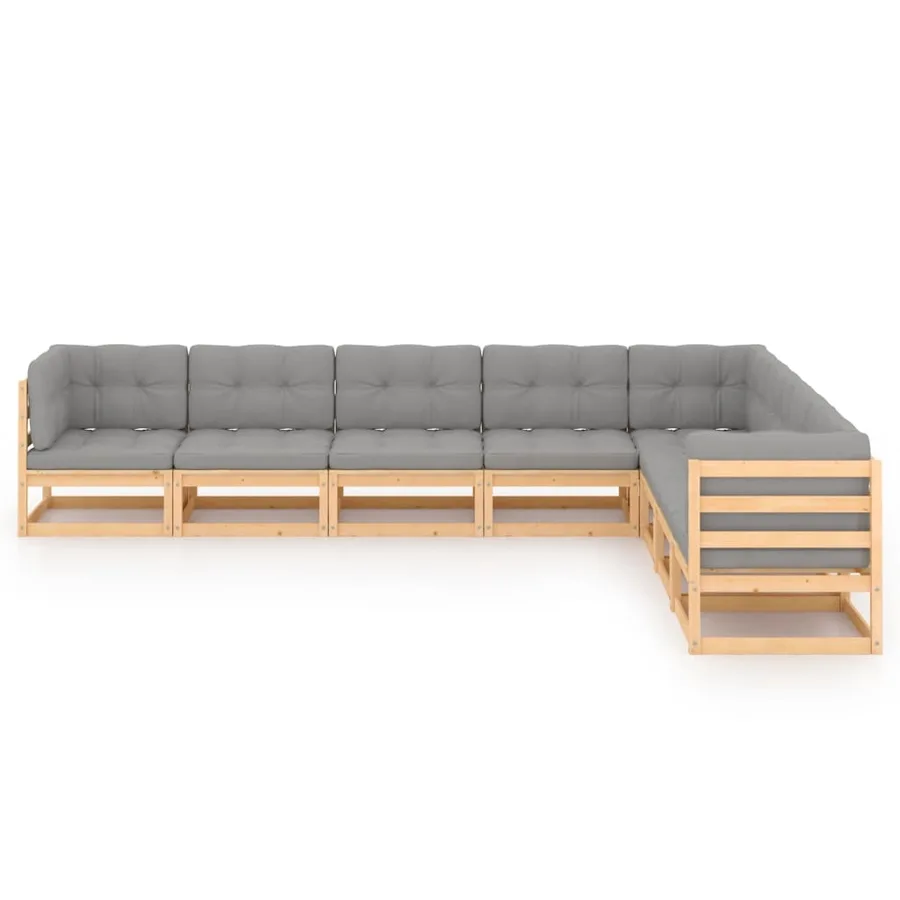 Salon de jardin 8 pcs avec coussins Bois de pin massif - 2