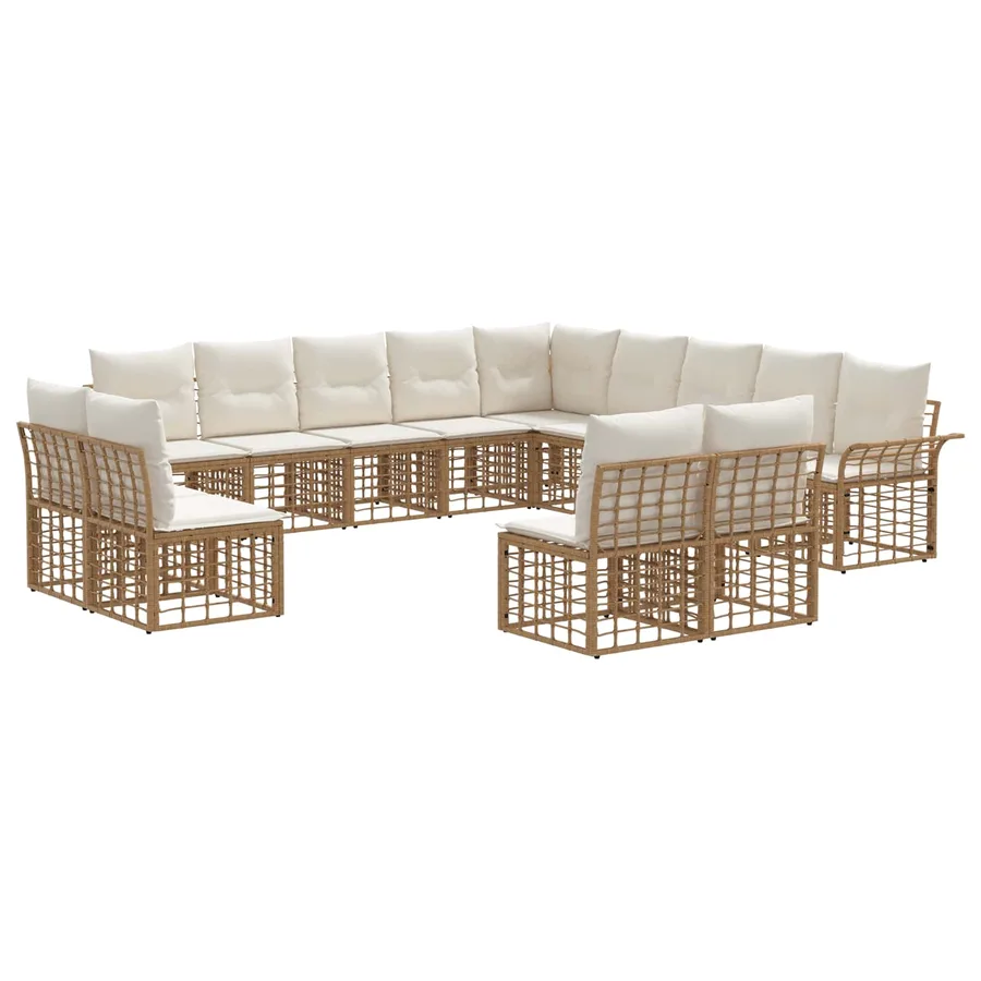 Ensemble de canapés d'extérieur 13 pcs Blanc Naturel et Crème - 2