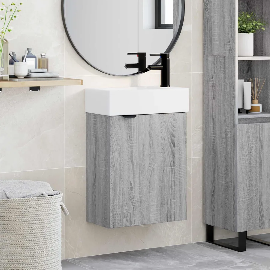 Meuble de salle de bain avec robinet Sonoma gris