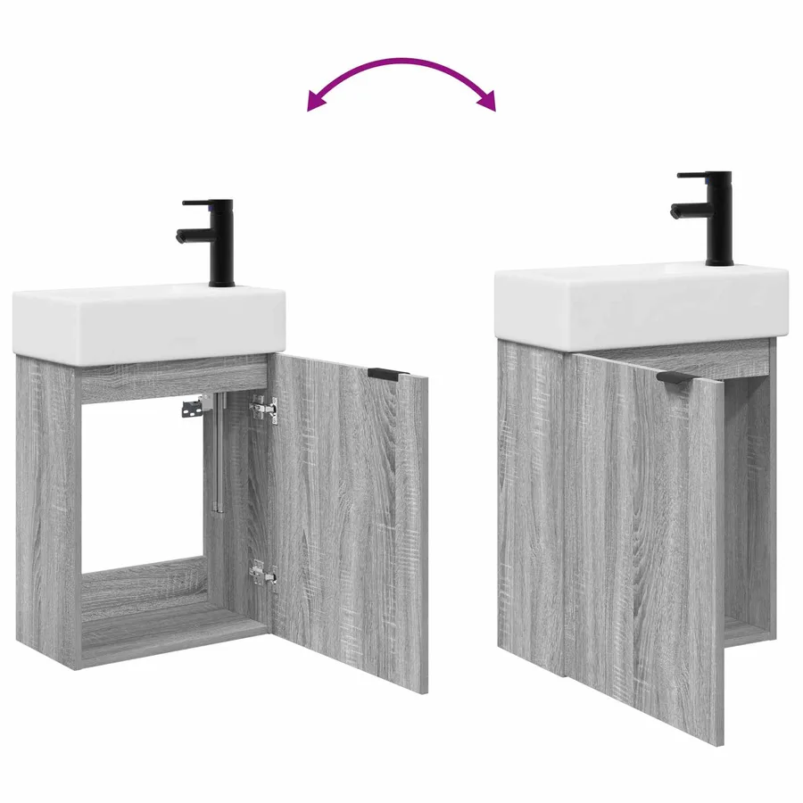 Meuble de salle de bain avec robinet Sonoma gris - 9