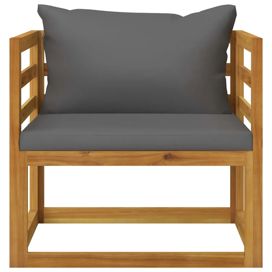 Salon de jardin 7 pcs avec coussin Bois d'acacia solide - 11