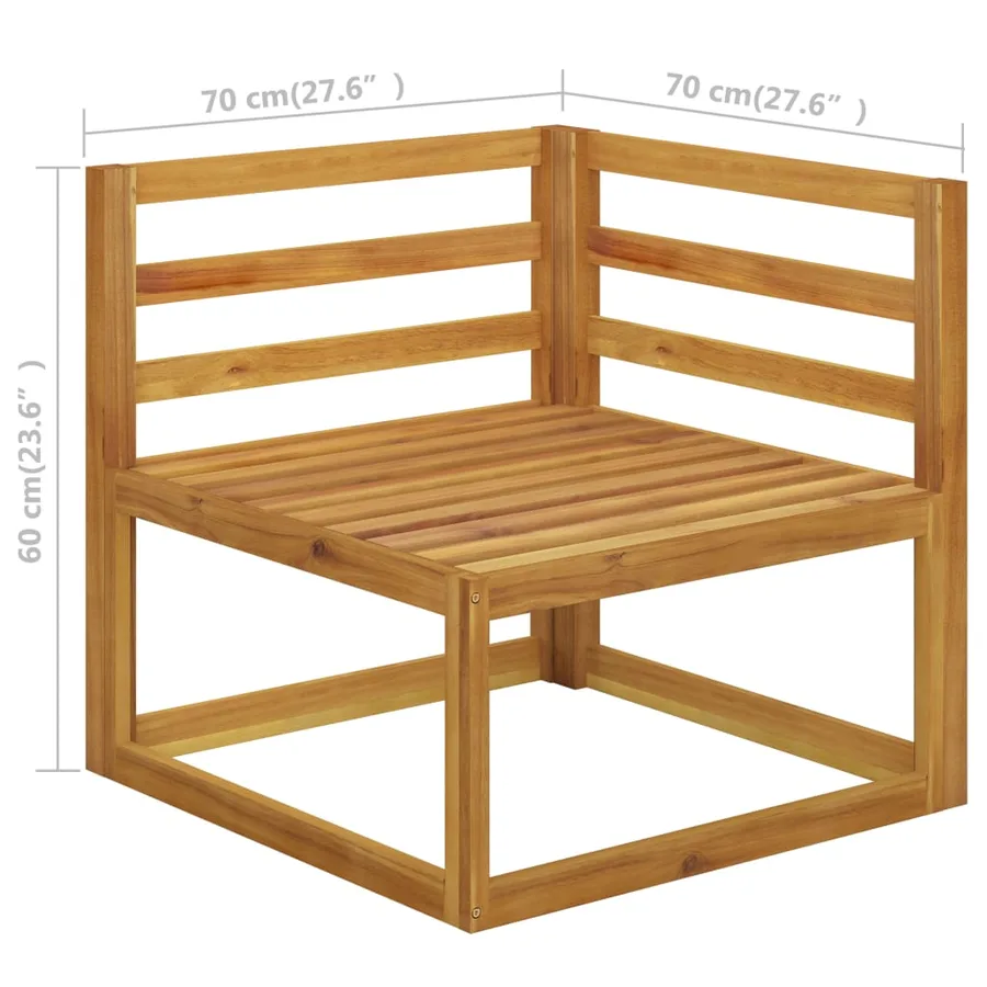 Salon de jardin 7 pcs avec coussin Bois d'acacia solide - 17