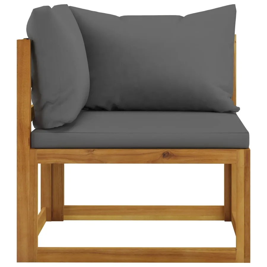 Salon de jardin 7 pcs avec coussin Bois d'acacia solide - 5
