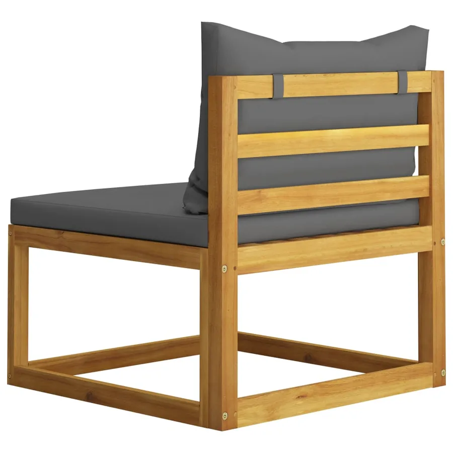 Salon de jardin 7 pcs avec coussin Bois d'acacia solide - 9