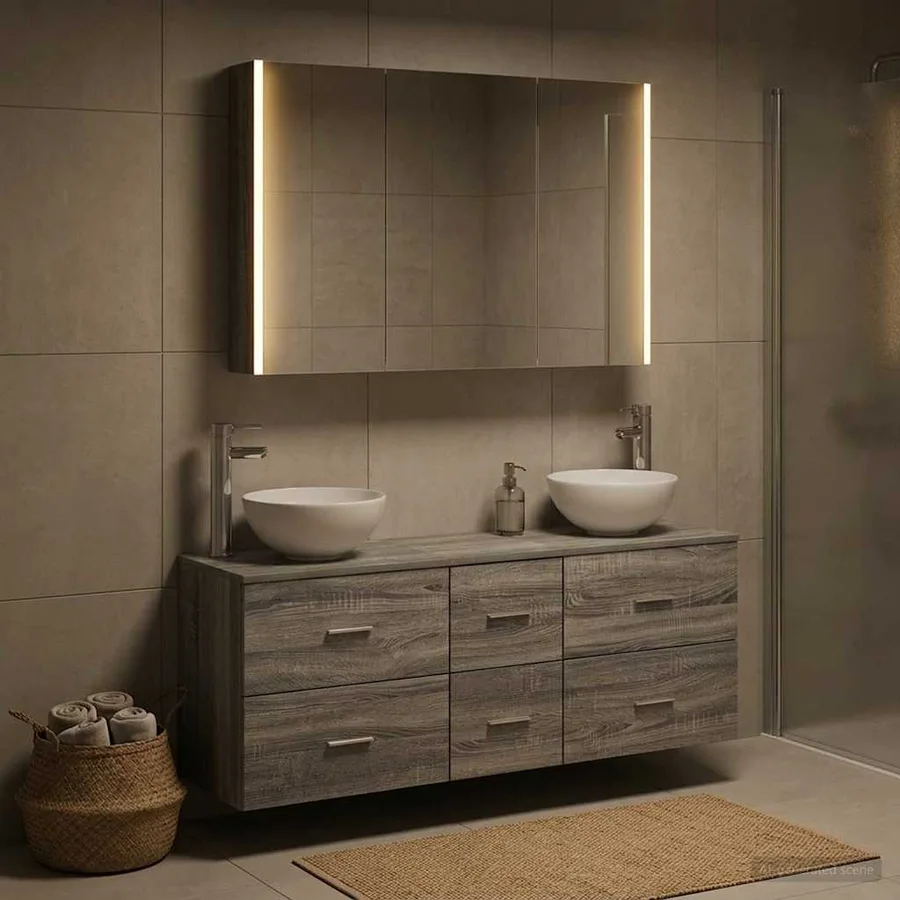 Ensemble de mobilier de salle de bain 4 pcs Sonoma gris - 4