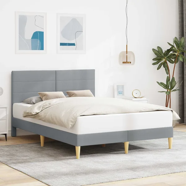 Cadre de lit avec tête de lit Gris clair 120 x 190 cm Tissu