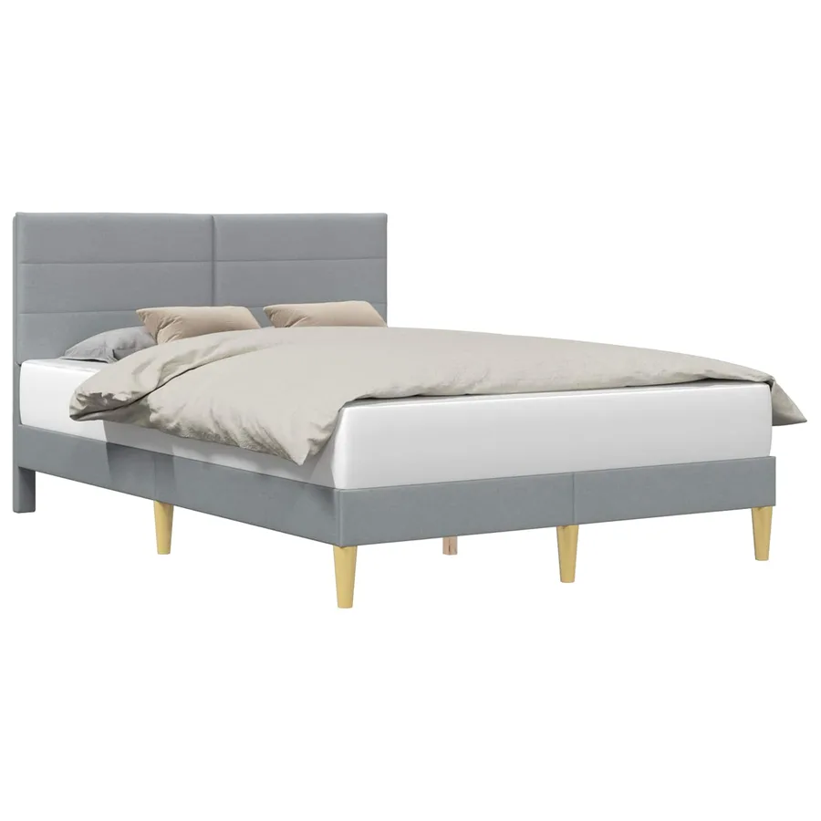 Cadre de lit avec tête de lit Gris clair 120 x 190 cm Tissu - 2