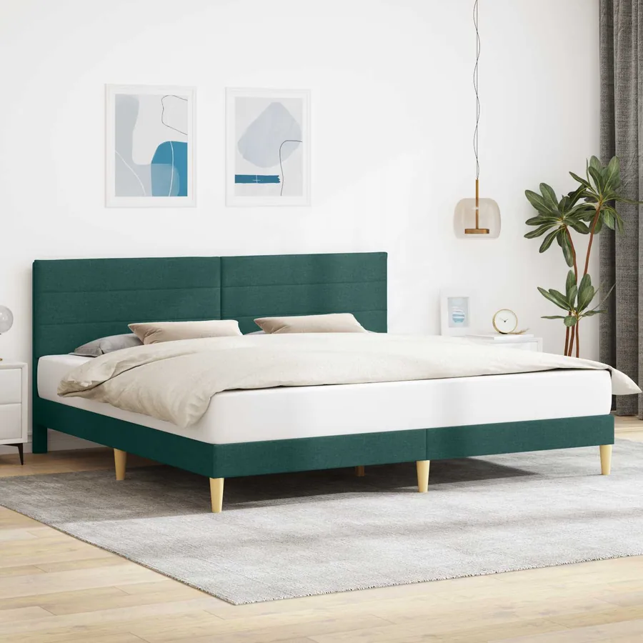 Cadre de lit avec tête de lit Vert foncé 180 x 200 cm Tissu