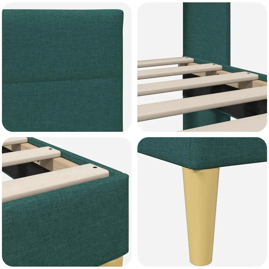 Cadre de lit avec tête de lit Vert foncé 180 x 200 cm Tissu - 7
