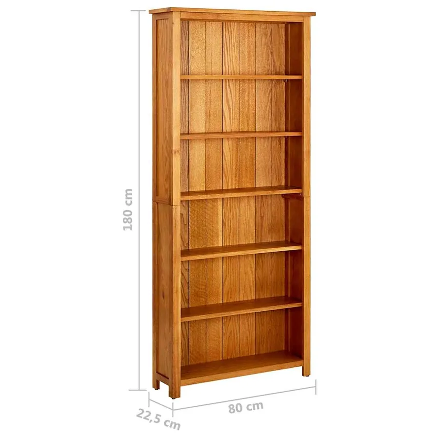 6-tier bookcase 80x22.5x180 cm solid oak wood - 6
