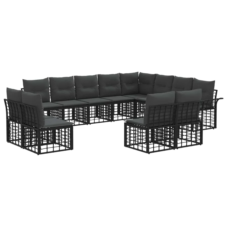 Ensemble de canapés d'extérieur 12 pcs Noir et Gris foncé - 2