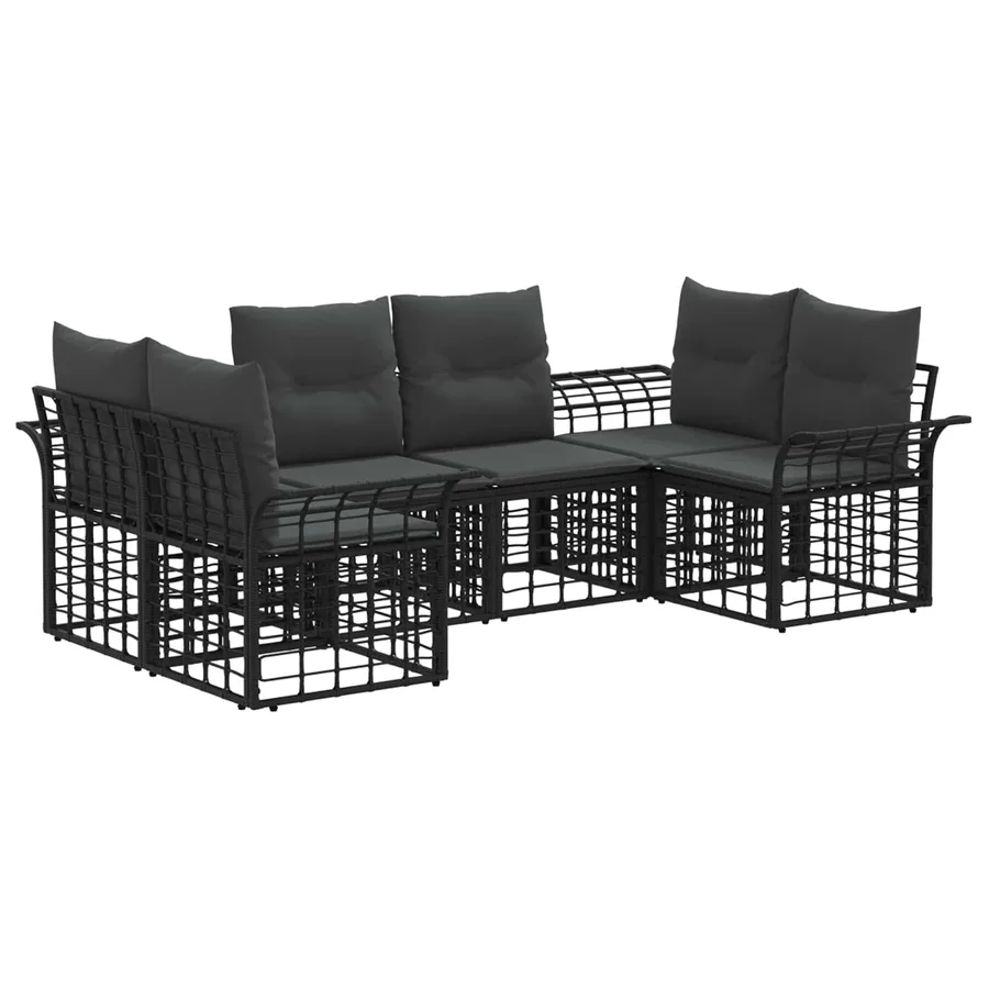 Ensemble de canapés d'extérieur 6 pcs Noir et Gris foncé - 2