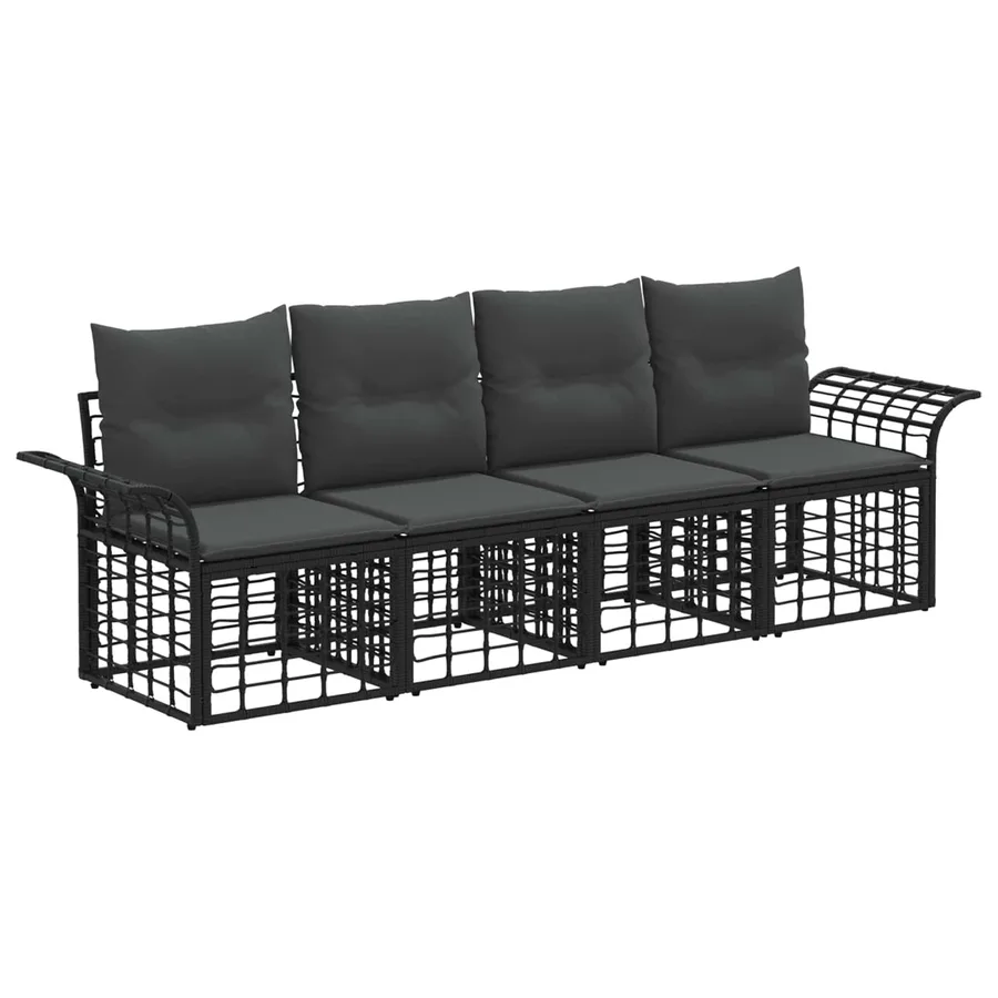 Ensemble de canapés d'extérieur 4 pcs Noir et Gris foncé - 2