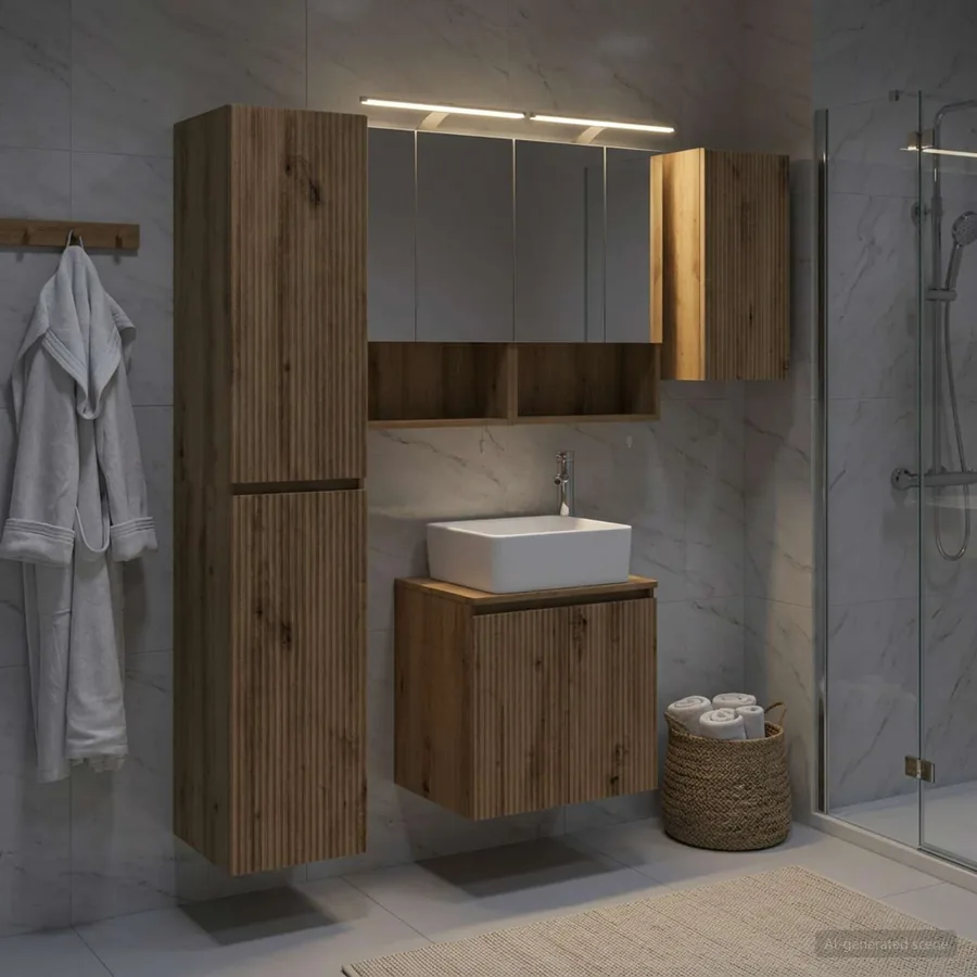 Ensemble d'armoire de salle de bain 5 pc Chêne artisanal