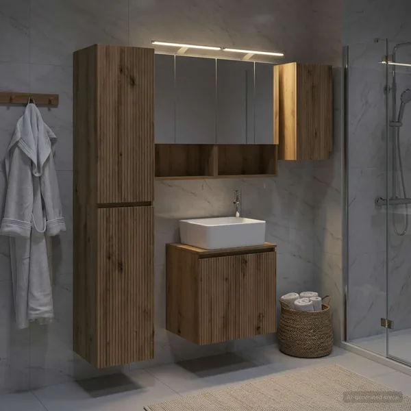 Ensemble d'armoire de salle de bain 5 pc Chêne artisanal