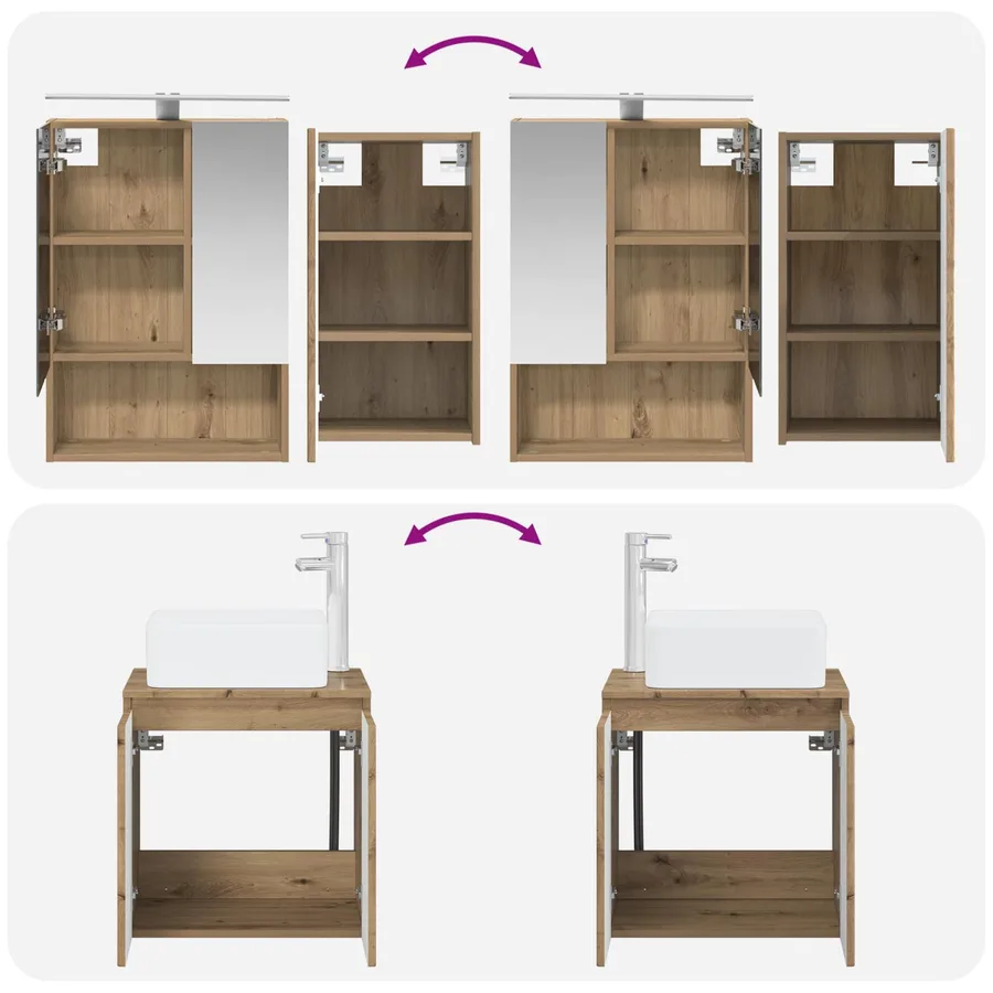 Ensemble d'armoire de salle de bain 5 pc Chêne artisanal - 14