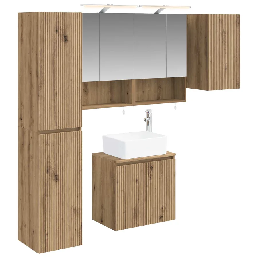 Ensemble d'armoire de salle de bain 5 pc Chêne artisanal - 2