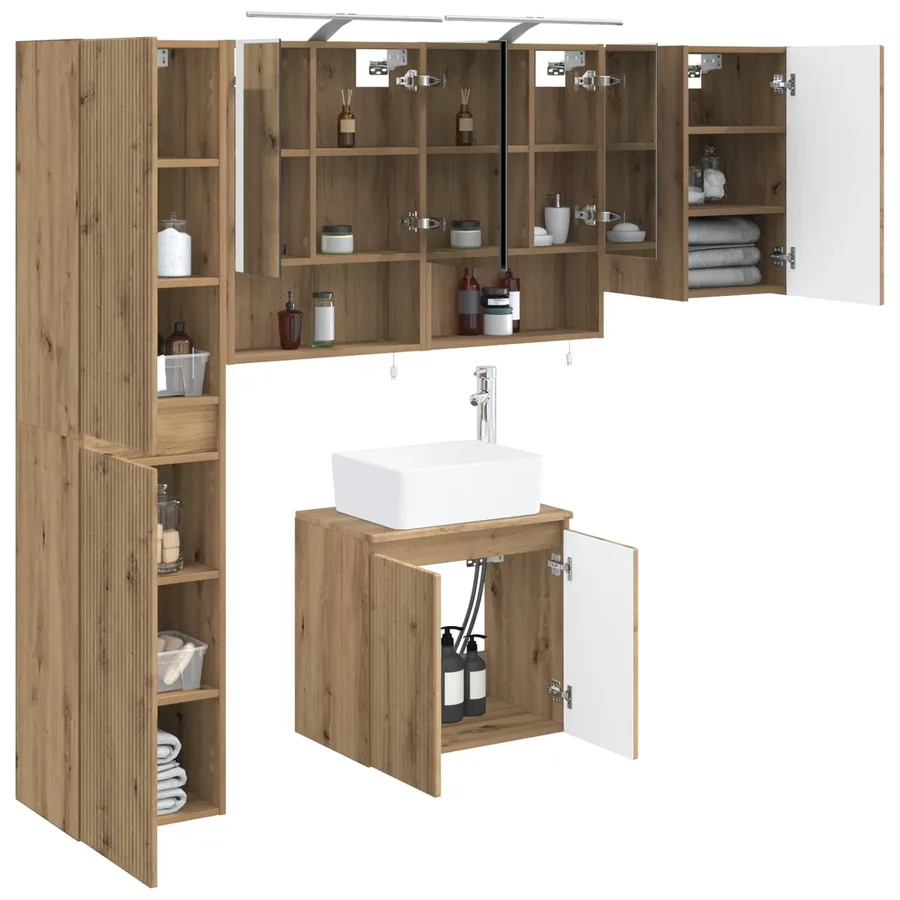 Ensemble d'armoire de salle de bain 5 pc Chêne artisanal - 3