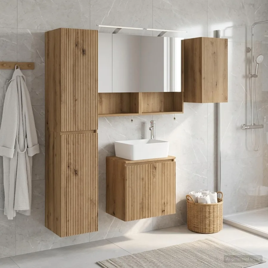 Ensemble d'armoire de salle de bain 5 pc Chêne artisanal - 4