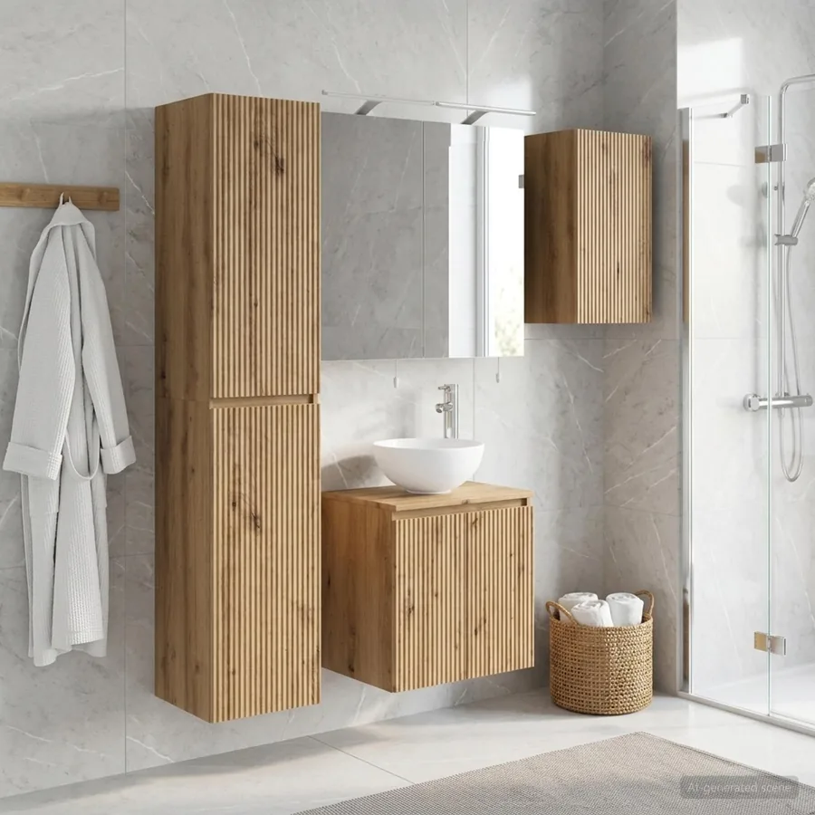 Ensemble d'armoire de salle de bain 5 pc Chêne artisanal