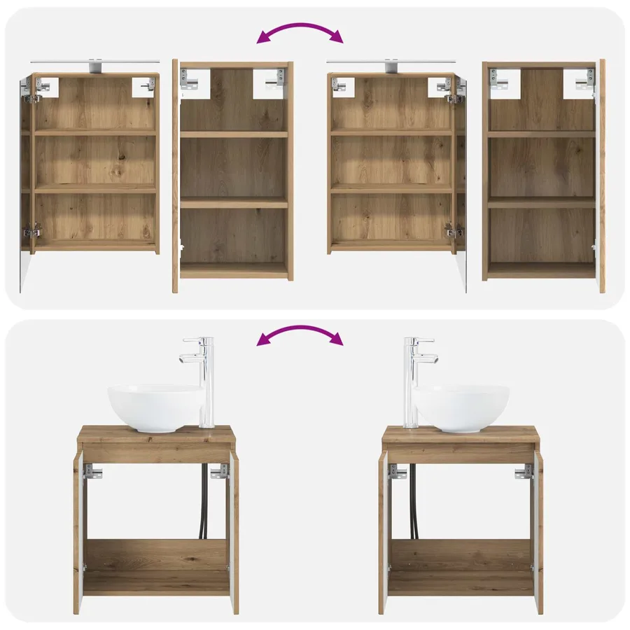 Ensemble d'armoire de salle de bain 5 pc Chêne artisanal - 14